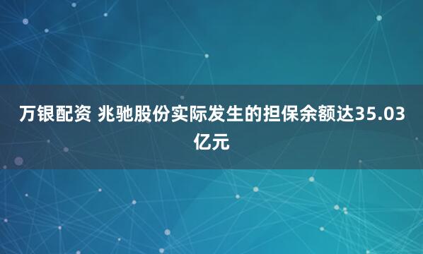 万银配资 兆驰股份实际发生的担保余额达35.03亿元